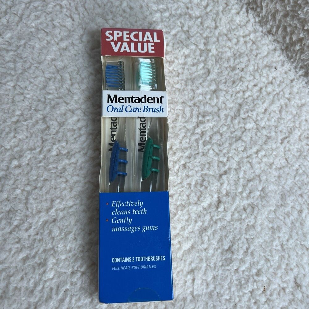 Mentadent Toothbrush Full Head, Soft Flared Side Bristles, Rubber Grip